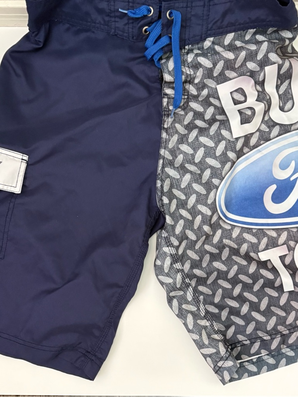 Ford Navy and Gray Boys' Swim Shorts with Blue Logo